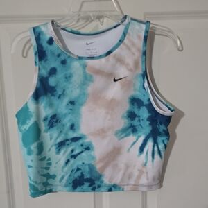 Nike Blue and Cream Tie-Dye Tank Top